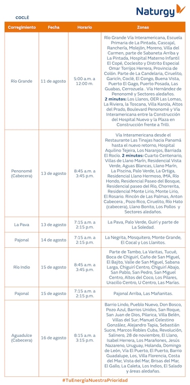 Trabajos de mantenimiento en la red eléctrica del 10 al 16 de agosto de 2026