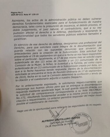 Comisión de la Mujer recomienda al pleno la remoción de Alfredo Castillero Hoyos como defensor del Pueblo