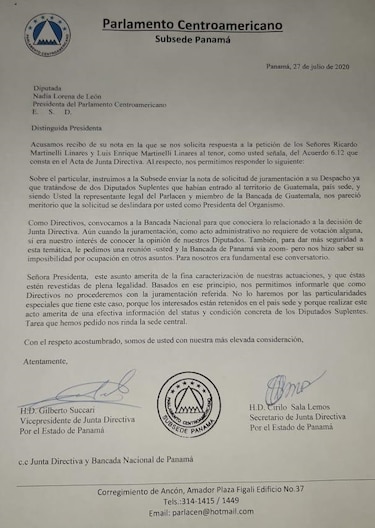 Bancada panameña en el Parlacen dice que no juramentará a los hermanos Martinelli Linares