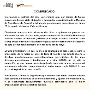 Exhibición de cine Lgbtiq+ en la UP es cancelado