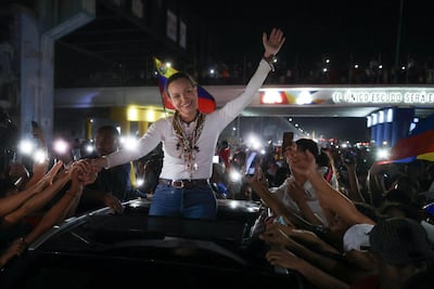 Una multitud recibe a María Corina Machado tras su regreso a Venezuela