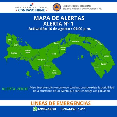 Hasta el martes se mantiene alerta verde en Panamá por efectos del huracán Erin, advierten autoridades