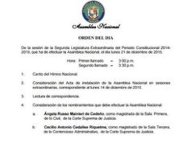 Pleno legislativo iniciará esta tarde el debate sobre ratificación de Cecilio Cedalise y Ángela Russo