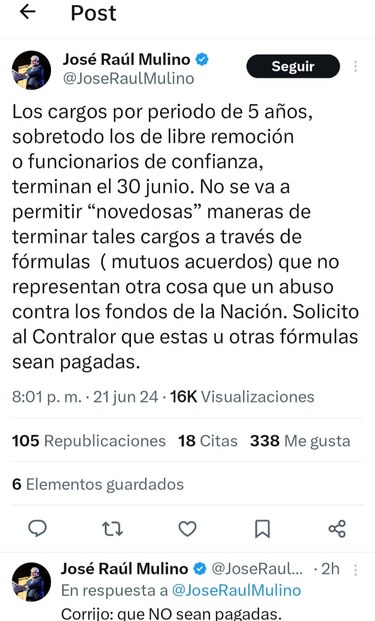 Mulino advierte que no va a permitir ‘mutuos acuerdos’ como el del gerente de Etesa