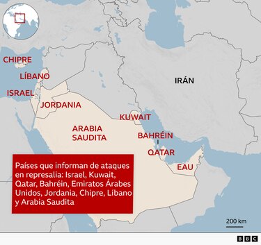 Los mapas que muestran el impacto en Medio Oriente del conflicto entre Israel y Estados Unidos e Irán