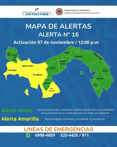 Sinaproc disminuye la alerta roja en el territorio panameño