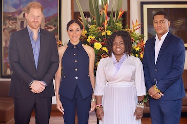 Los duques de Sussex empiezan su primera visita a Colombia centrada en ciberacoso y niñez