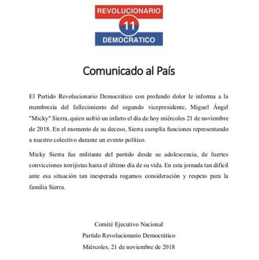 Fallece Miguel Sierra, segundo vicepresidente del PRD