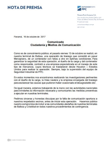 Esta es la reacción de la Junta Comunal de Ancón y de otras entidades por la fuga de gas en PPC