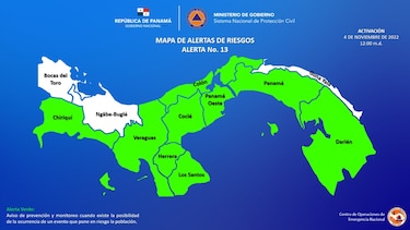 Sinaproc declara alerta verde en nueve provincias de Panamá