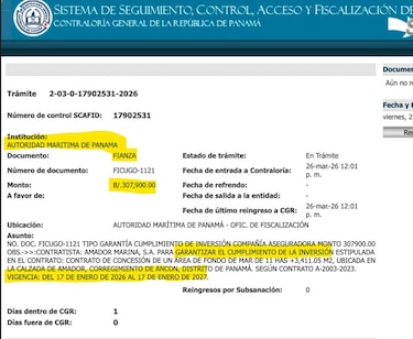 La concesión de Amador Marina sigue viva: la empresa presenta fianzas para dar continuidad a su contrato