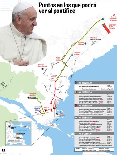 Los 23 desplazamientos del papa Francisco en Panamá