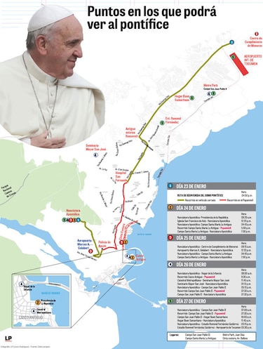 Los 23 desplazamientos del papa Francisco en Panamá