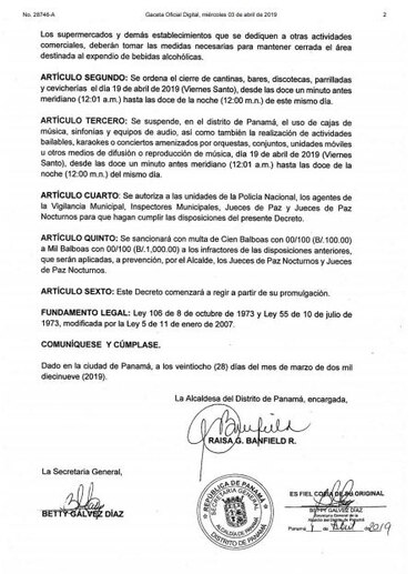 Alcaldía de Panamá decreta 'ley seca' por Semana Santa
