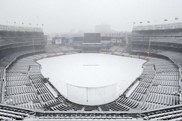 La  nieve impide primer juego de los Yankees en casa