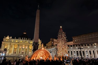El Vaticano inaugura su belenes y enciende su árbol de Navidad