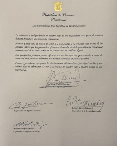 Mulino y exmandatarios panameños reafirman que la soberanía del país y del Canal de Panamá no son negociables