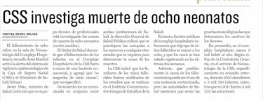 ¿Qué reveló la investigación inicial sobre la muerte de los neonatos en la CSS?