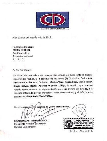 Ricardo Martinelli a presidente de la Asamblea: CD solo reconoce a nueve diputados