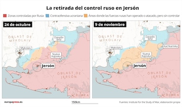 Las fuerzas ucranianas vuelven a izar su bandera en la plaza principal de Jersón