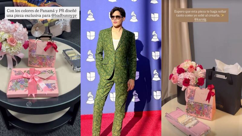 Los obsequios de ‘creación especial’ que el diseñador Tony Vergara dejó en los camerinos de Karol G y Bad Bunny en los Latin Grammy
