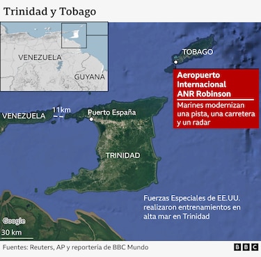 Los mapas que muestran las islas caribeñas que están ayudando a Estados Unidos en sus operaciones militares contra lanchas de Venezuela