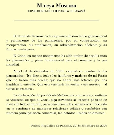 Expresidentes de Panamá cierran filas ante declaraciones de Trump sobre el Canal