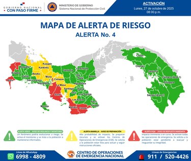 Huracán Melissa: Sinaproc reporta inundaciones y fallecidos en varias provincias de Panamá